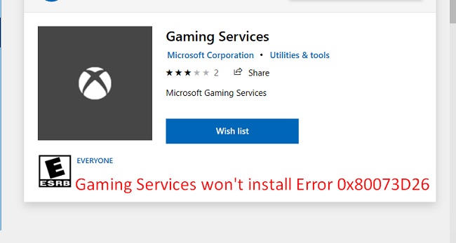 Gaming Services Won't Install