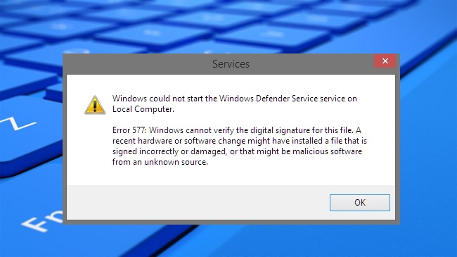 Windows Defender Error 577
